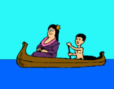 Dibuix Mare i fill en canoa  pintat per carla  vendrell
