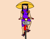 Dibuix Xina amb bicicleta pintat per Odelisca