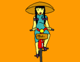 Dibuix Xina amb bicicleta pintat per lua