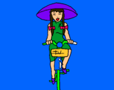 Dibuix Xina amb bicicleta pintat per Júlia s.