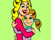 Dibuix Mare i filla abraçades pintat per LAIA  ANGLES