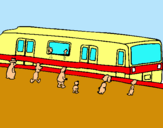 Dibuix Passatgers esperant al tren  pintat per AMMAR