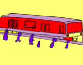 Dibuix Passatgers esperant al tren  pintat per EDUARD C