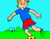 Dibuix Jugar a futbol pintat per roger  nen de futvol