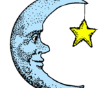 Dibuix Lluna i estrella pintat per lluna