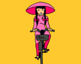 Dibuix Xina amb bicicleta pintat per Dibujos!!