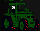 Dibuix Tractor en funcionament  pintat per alex