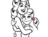 Dibuix Mare i filla abraçades pintat per anna