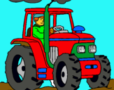 Dibuix Tractor en funcionament  pintat per josep