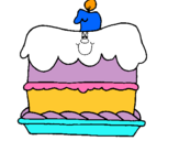 Dibuix Pastís d'aniversari pintat per pastis