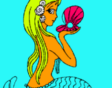 Dibuix Sirena i perla pintat per aina carulla