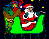 Dibuix Pare Noel en el seu trineu  pintat per danril