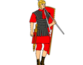 Dibuix Soldat romà  pintat per escut
