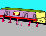 Dibuix Passatgers esperant al tren  pintat per iker