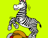 Dibuix Zebra saltant pedres pintat per zebra