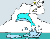 Dibuix Dofí i gavina pintat per AGNÊS  MARCO