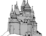 Dibuix Castell medieval pintat per marc
