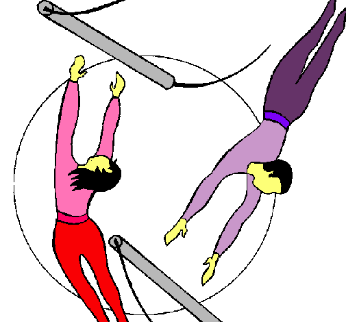 Dibuix Trapezista saltant pintat per sese