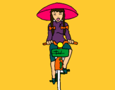 Dibuix Xina amb bicicleta pintat per dibujos {{