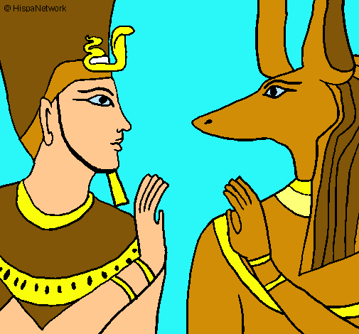 Dibuix Ramsès i Anubis pintat per alba
