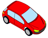 Dibuix Cotxe vist des de dalt  pintat per cotxe vermell