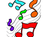 Dibuix Notes en l'escala musical  pintat per marta 