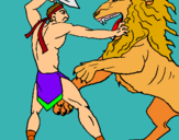 Dibuix Gladiador contra lleó pintat per nash