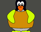 Dibuix Pingüí  pintat per pa u b