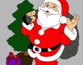 Dibuix Santa Claus i un arbre de nadal  pintat per elsa