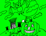 Dibuix Paisatge de Halloween pintat per marc