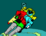 Dibuix Astronauta en l'espai pintat per oriol vilà