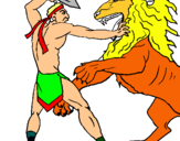 Dibuix Gladiador contra lleó pintat per gerard