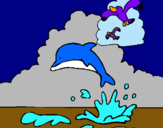 Dibuix Dofí i gavina pintat per blanca garcía-die