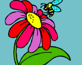 Dibuix Margarida amb abella pintat per ciri