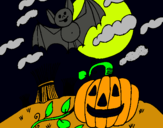 Dibuix Paisatge de Halloween pintat per hallowin