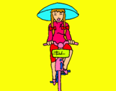 Dibuix Xina amb bicicleta pintat per maria@ fadades