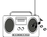Dibuix Radio cassette 2 pintat per bocque