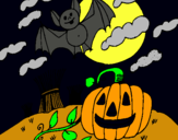Dibuix Paisatge de Halloween pintat per Ivet i Mireia