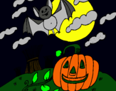 Dibuix Paisatge de Halloween pintat per alegria
