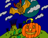 Dibuix Paisatge de Halloween pintat per ares