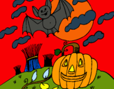 Dibuix Paisatge de Halloween pintat per ARIADNA