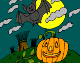 Dibuix Paisatge de Halloween pintat per nàdia huix ratia