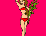 Dibuix Romana amb vestit de bany pintat per maria victòria