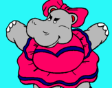 Dibuix Hipopótama amb llaç pintat per aina