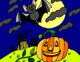 Dibuix Paisatge de Halloween pintat per POR=MIEDO