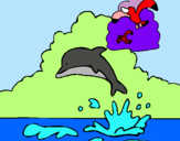 Dibuix Dofí i gavina pintat per LAIA BARBERA