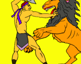 Dibuix Gladiador contra lleó pintat per laia