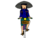 Dibuix Xina amb bicicleta pintat per monica