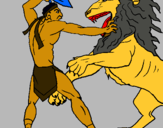 Dibuix Gladiador contra lleó pintat per salma jaadar