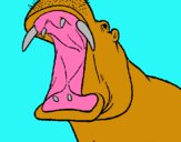 Dibuix Hipopòtam amb la boca oberta pintat per hipopotam- GUILLEM